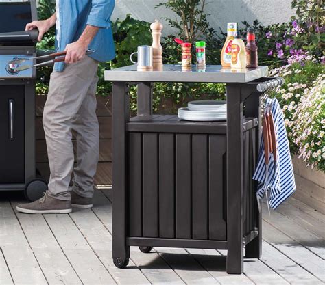 Keter Unity Xl Portable Outdoor Table And Storage Cabinet With Hooks