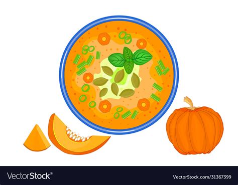 Pumpkin Soup Isolated On White Background Vector Image