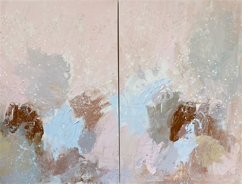 Kathleen Rhee Cherry Blossom Large Scale Double Panel Abstract