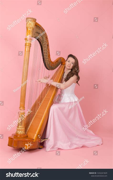 Studio Portrait Girl Playing Harp Stock Photo 1232241829 Shutterstock