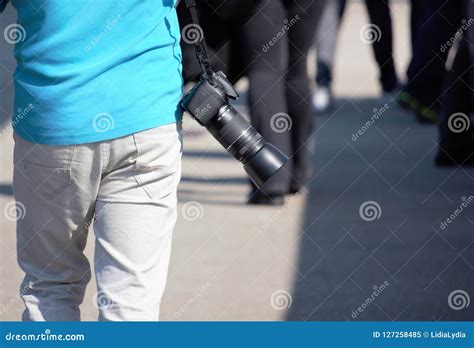 Man With Camera Stock Image Image Of Carrying Lifestyle 127258485