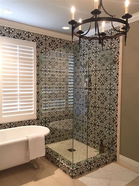 Here are our 25 simple and best tiles for bathroom with here we see a modern bathroom with beautifully patterned bathroom tiles in a combination of white. Granada Tile's Cluny Cement Tile In a San Clemente ...