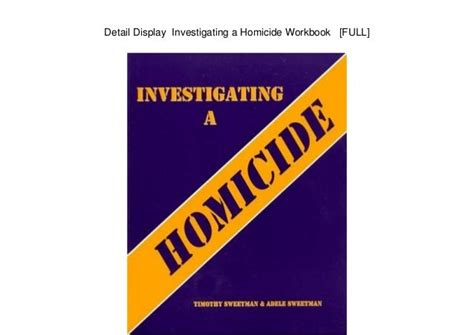 Detail Display Investigating A Homicide Workbook Full