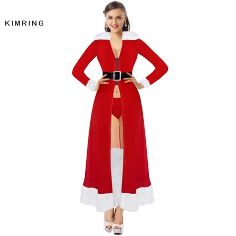 Kimring Sexy Miss Claus Robe Christmas Costume Santa Claus Red Robes