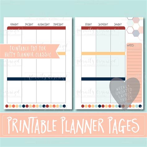 Happy Planner Printable Weekly Planner Refills Inserts 7 X Etsy