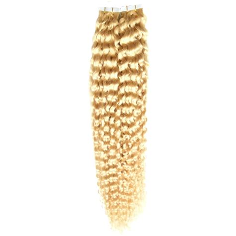 8a Grade 613 Bleach Blonde Hair Extension Adhesive Extensions Hair Kinky Curly 100g Tape In