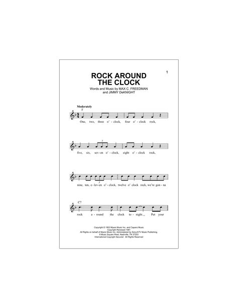 Bill Haley And His Comets Rock Around The Clock Sheet Music And Printable Pdf Music Notes Rock