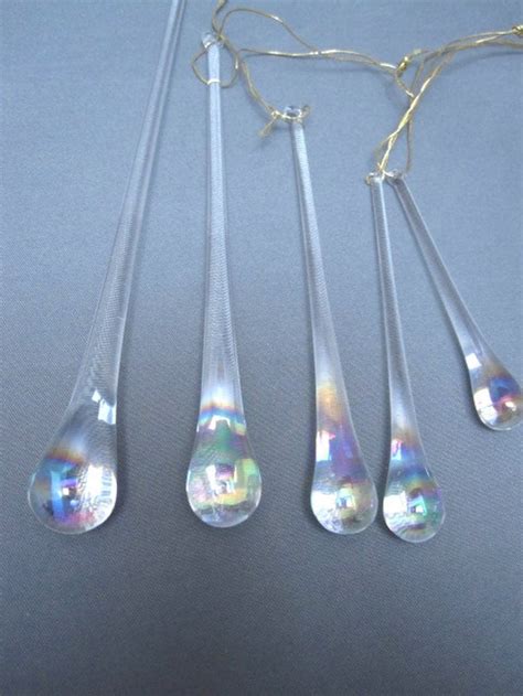 Handblown Solid Crystal Iridescent Glass Teardrop Icicles 5 Etsy