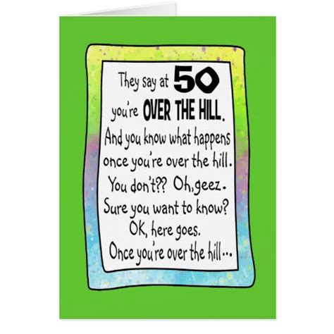 50th Birthday Over The Hill Card Zazzle