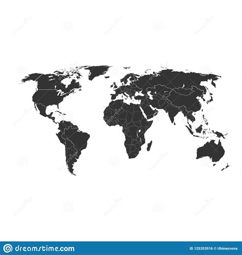 Blank Grey World Map Isolated On White Background Best Popular World