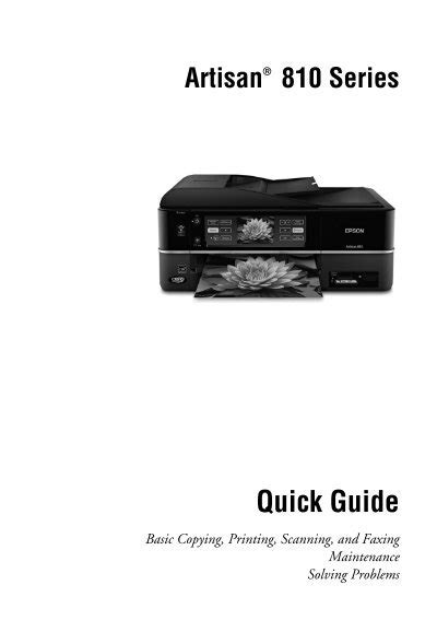 Epson Epson Artisan 810 All In One Printer Quick Guide And Warranty