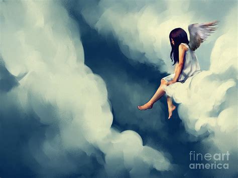 Painting Of Beautiful Angel Sitting Digital Art By Archv Pixels