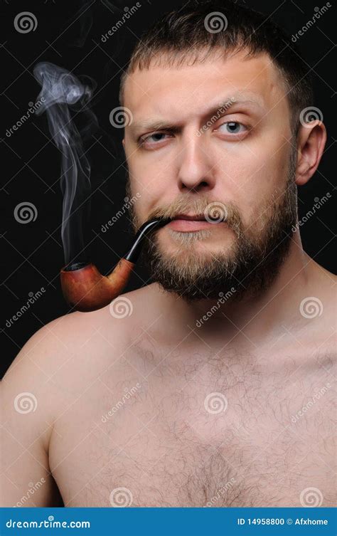 The Man Smoke The Pipe Stock Photo Image Of Person Attractive