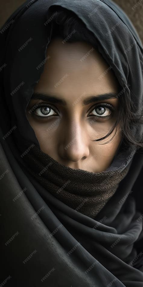 Ein Nahaufnahmeporträt Einer Frau Aus Dem Nahen Osten Die Einen Schwarzen Niqab Hijab Trägt