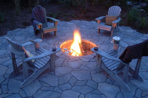 Simple Sunken Firepit Built With Permacon Arbel Pavers By Vogel Fire