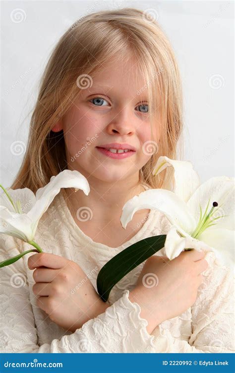 Girl And Lilies Stock Photo Image Of Delicate Beauty 2220992