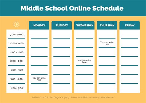Middle School Online Schedule To Customize In 2021 School Schedule