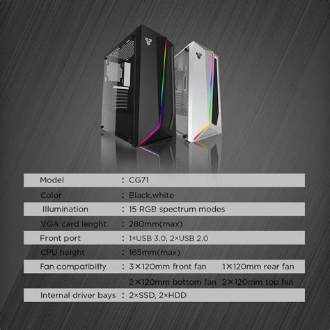 Fantech New Arrival Pc Gaming Case Cg71 With Rgb Lighting Atx Middle