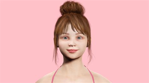 3d model sonya realistic girl in swiming dress sweet girl vr ar low poly cgtrader