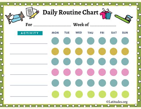 Daily Routine Chart 6 To 9 Years Fillable Acn Latitudes