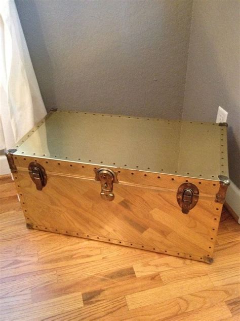Vintage Brass Steamer Trunk Coffee Table Storage Etsy Coffee Table