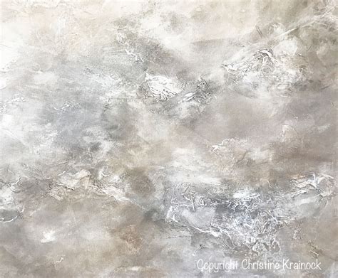 Original Art Abstract Painting White Grey Beige Texture Wall Art 48x48