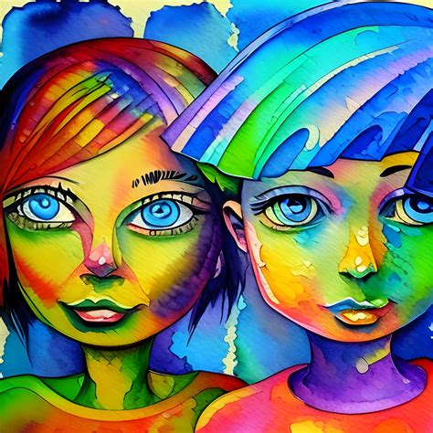 Trippy Water Color Oil Painting Cartoon Arthub Ai