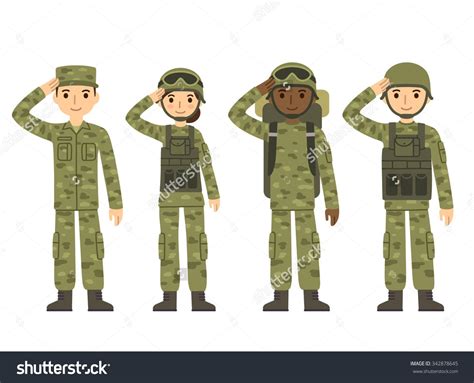 Stock Vector Us Army Soldiers Men And Woman In Camouflage Combat