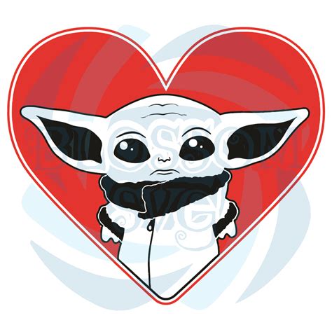 Baby Yoda Holds Heart Svg Valentine Svg Baby Yoda Svg Heart Svg
