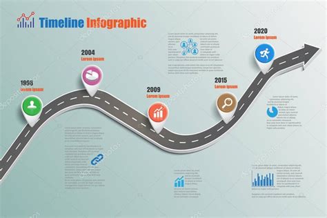 Road Map Timeline Infographic Vector Illustration — Stock Vector