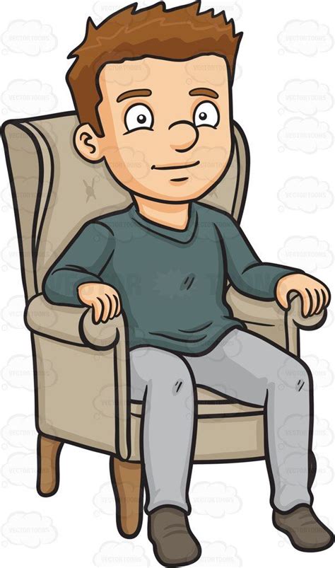 A Man Relaxing On A Single Couch Cartoon Illustration Cartoon