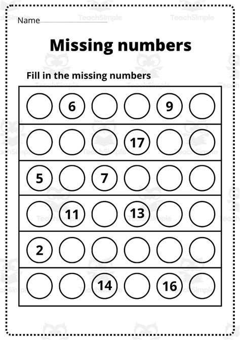 Missing Numbers Worksheets 1 20 By Teach Simple