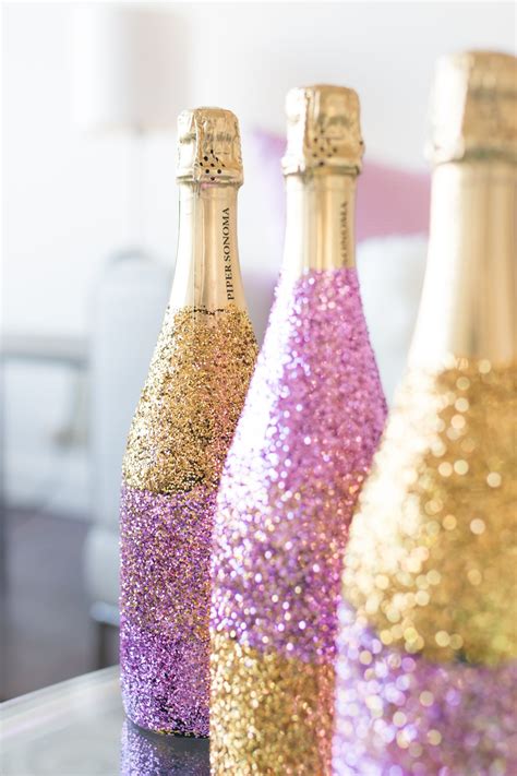 Diy Glitter Ombré Champagne Bottle Baubles To Bubbles