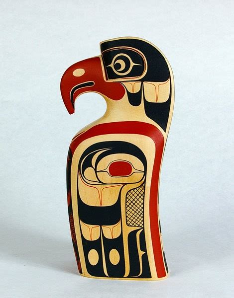 Miniature Eagle Totem Pole Northwest Coast Native Sculpture