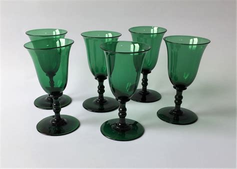 A Splendid Set Of 6 Bristol Green Victorian Wine Glasses 620261 Uk