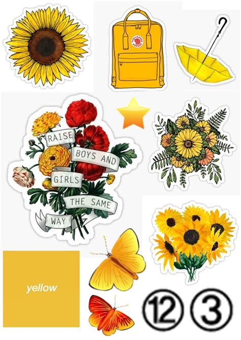 Various Stickers With Flowers And Butterflies On Them