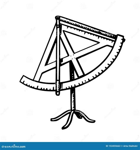 sextant scientific measuring instrument astronomy sketch for emblem or logo in vintage style