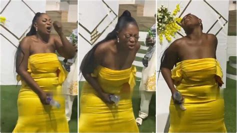 Lady Causes Stir At A Wedding With Her Weird Bottle Dance Moves Watch