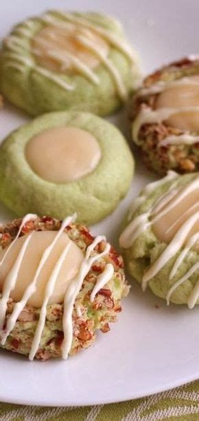 Pistachio Thumbprint Cookies With Cream Cheese Filling And White