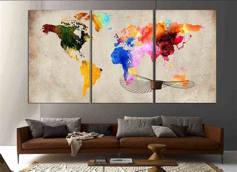 Colorful World Map №870 Pink Abstract Painting Watercolor Wall Art