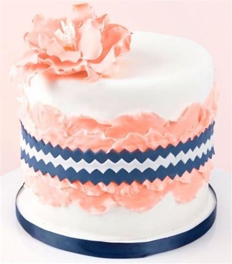 44 Striking Peach And Navy Wedding Ideas Beautiful Cake Pictures Cake Chevron Cakes