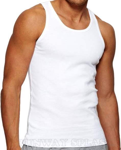 Pack Of 6 Mens 100 Cotton Summer Weight Singlet Vests Underwear White