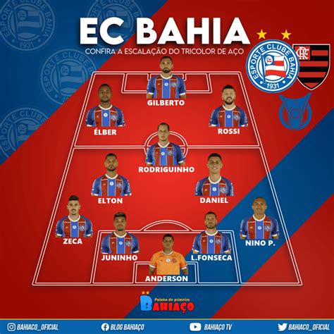 confira a escalação do bahia para enfrentar o flamengo bahiaço