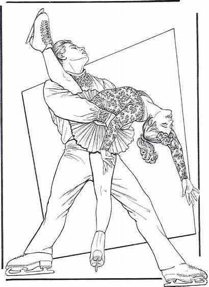 Figure Pages Skating Adult Coloring Sketches Printable