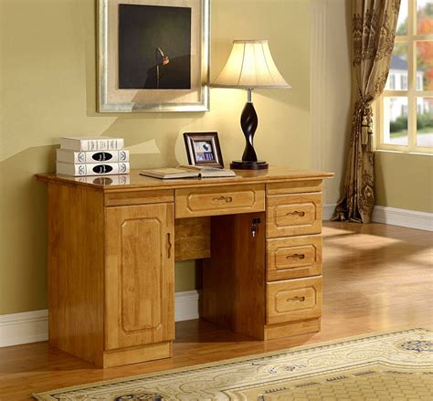 Table Oak Solid Wood Desk Office With Drawers Desktop Computer Study