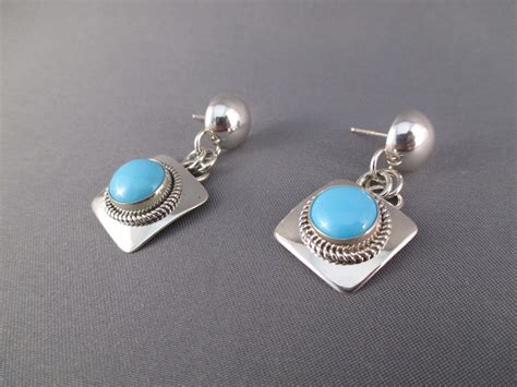Sleeping Beauty Turquoise Sterling Silver Navajo Earrings