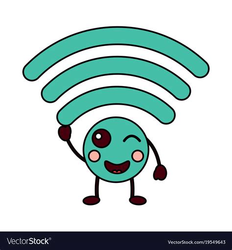 Cartoon Wifi Internet Signal Kawaii Character Vector Image