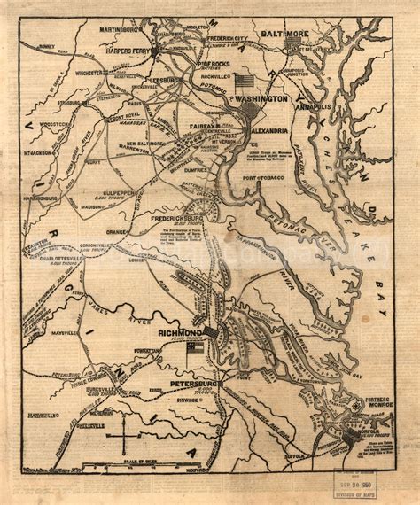 1861 Map The Seat Of War In Virginia Positions Of The Rebel Forces