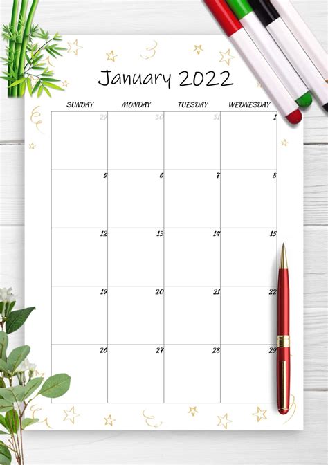 Printable Monthly Calendars 2022