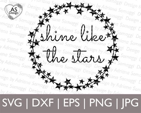 Shine Like The Stars Star Wreath Svg Circle Frame Cutting Etsy